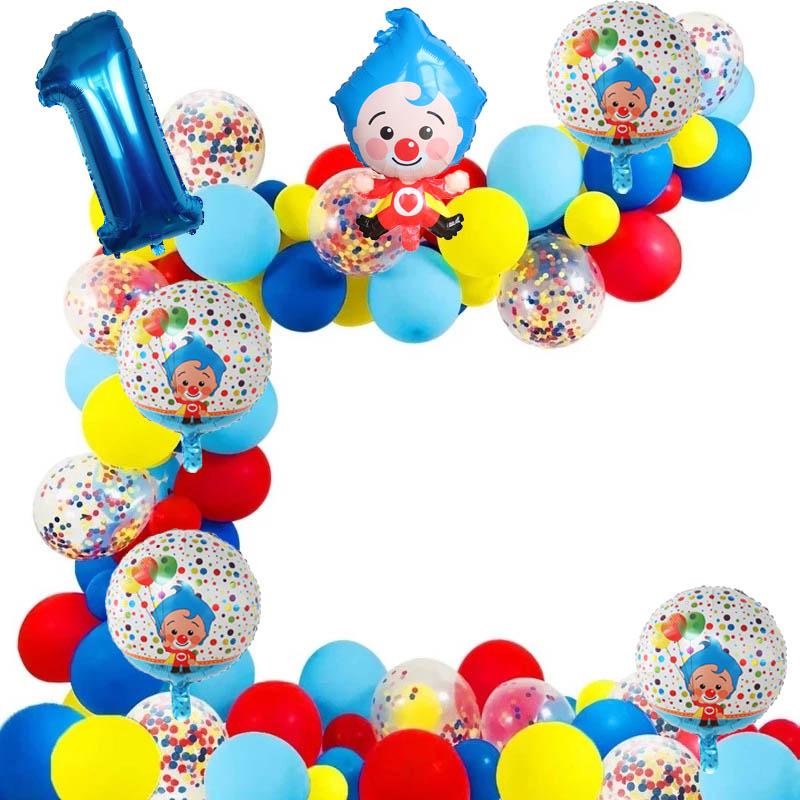 98 Stück/Set Cartoon Clown Bogen Girlande Set Folien Zahlenballons Latex Luft Ballons Babyparty Geburtstagsparty Dekorationen Kinderspielzeug