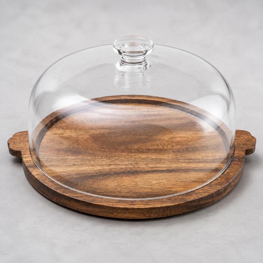 Round Acacia Wood Serving Tray Portable for Celebrations