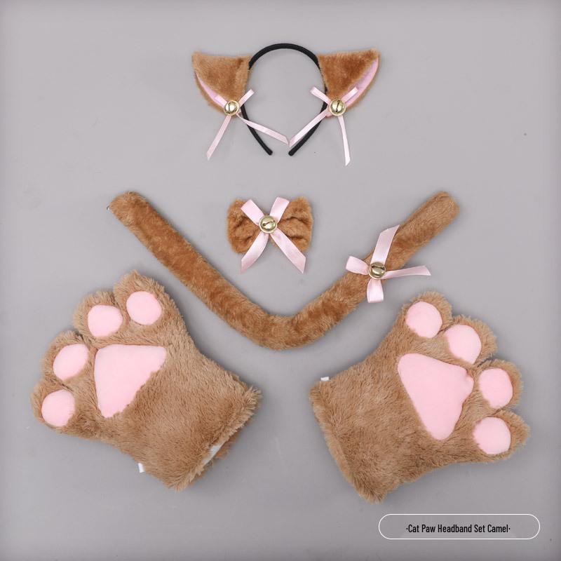 Cute Kitten Cosplay Set: Cat Ears Headband, Paw Gloves & Tail Accessory