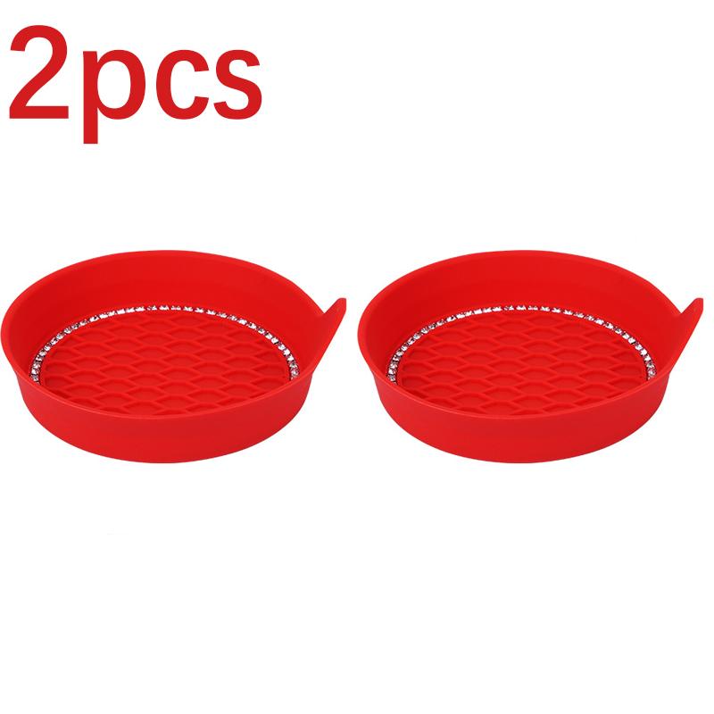 2PCs Car Carbon Fiber Coaster Non-slip Water Cup Pad Car Slot Gadgets Mat Silica Pad Cup Holder Car Interior Accessories Decal