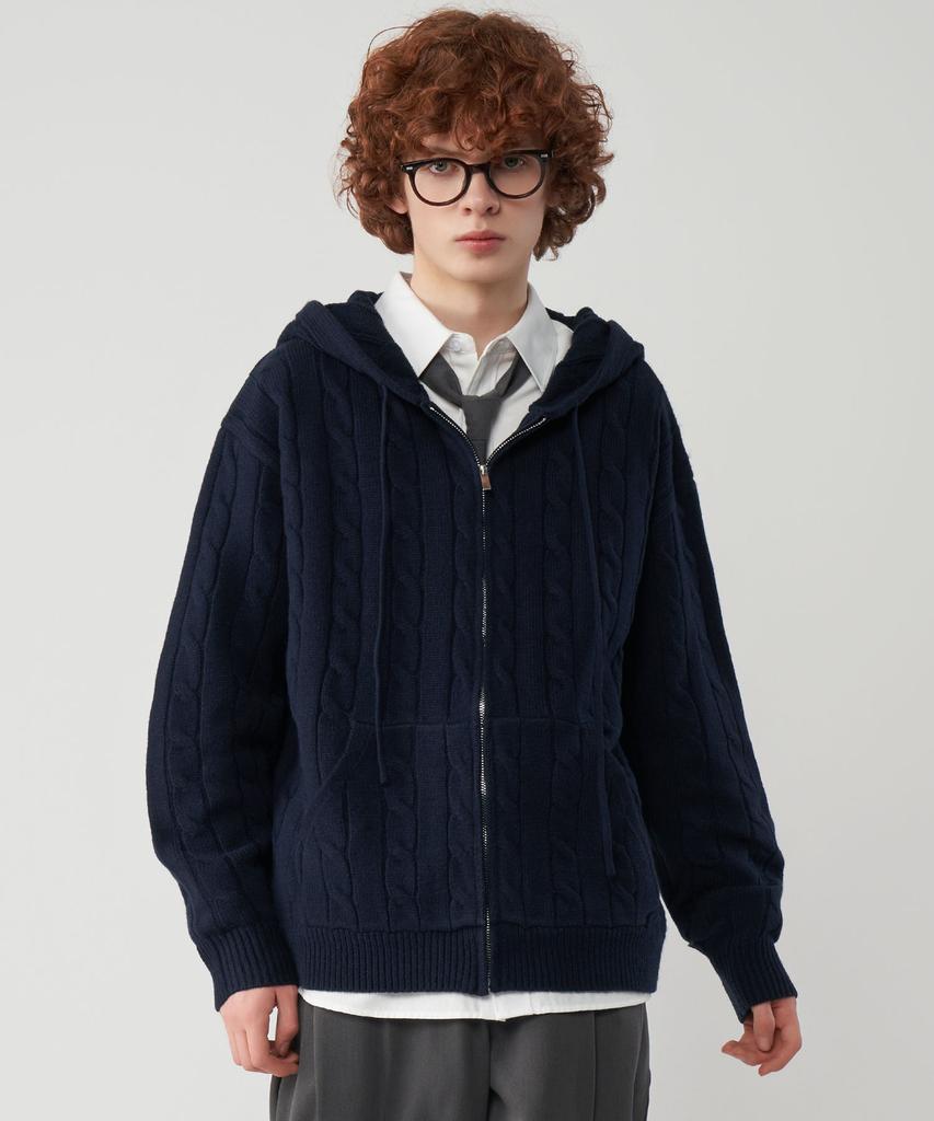 Untapped Studio Oversized Cable Knit Zip-Up Hoodie 3 Colors