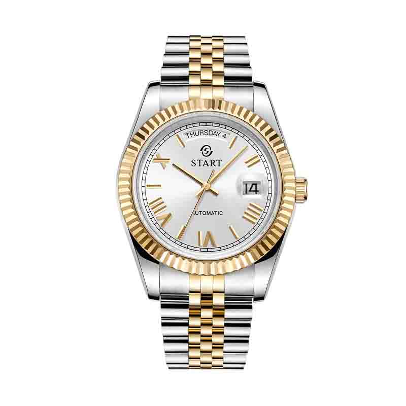 Start Ceas Bărbați Impermeabil Ceas Mecanic Automatic Cadran Numeral Roman Ceas Metal Data Funcție Săptămâna