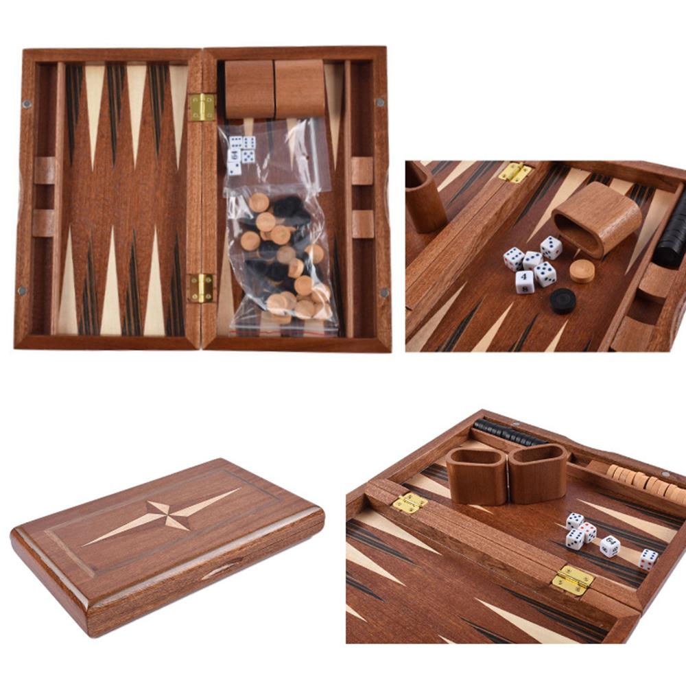 

Wooden Backgammon Set with Folding Design 11 Inch Classic Board Games