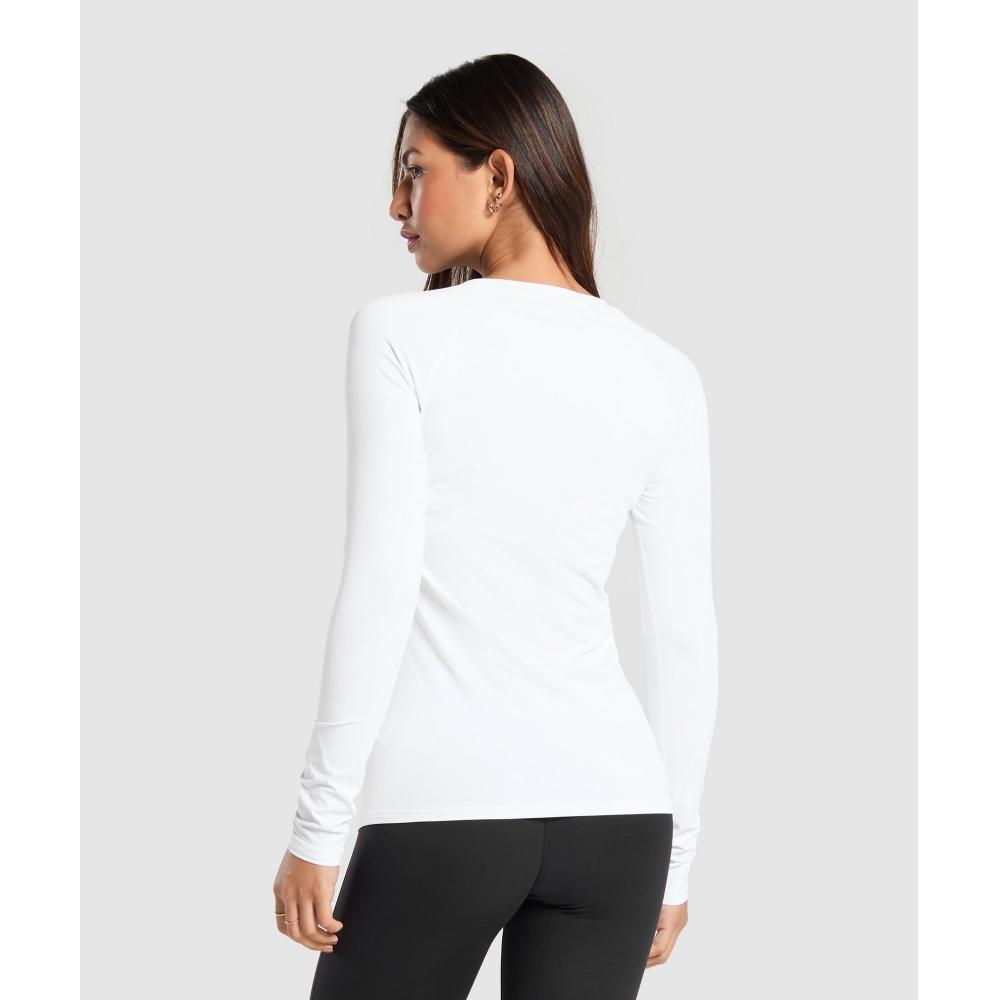 Gymshark Training Baselayer Long Sleeve Top White B1a9l Wbbm