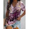 Top Estivi da Donna Tie Dye Casual Senza Maniche Manica Corta Scollo a V Top Regular Stampa Quotidiana Primavera T-shirt Colorate