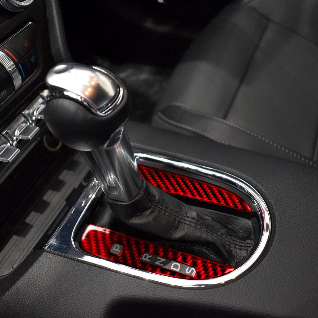 Real Soft Carbon Fiber Interior Car Gear Shift Box Panel Cover Trim Frame Decorative Kit Sticker For Ford Mustang GT 2015-2025
