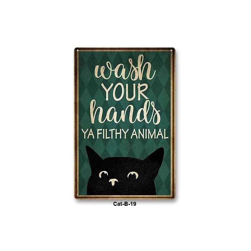 Animal Black Cat Art  Decor Home Metal Tin Sign Signs for Living Room Kid Bedroom Wall Decoration Cafe Western Restaurant Pos