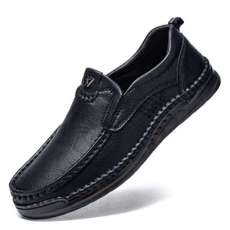 Men's Soft-Soled Leather Slip-On Loafers - Lightweight Casual Design