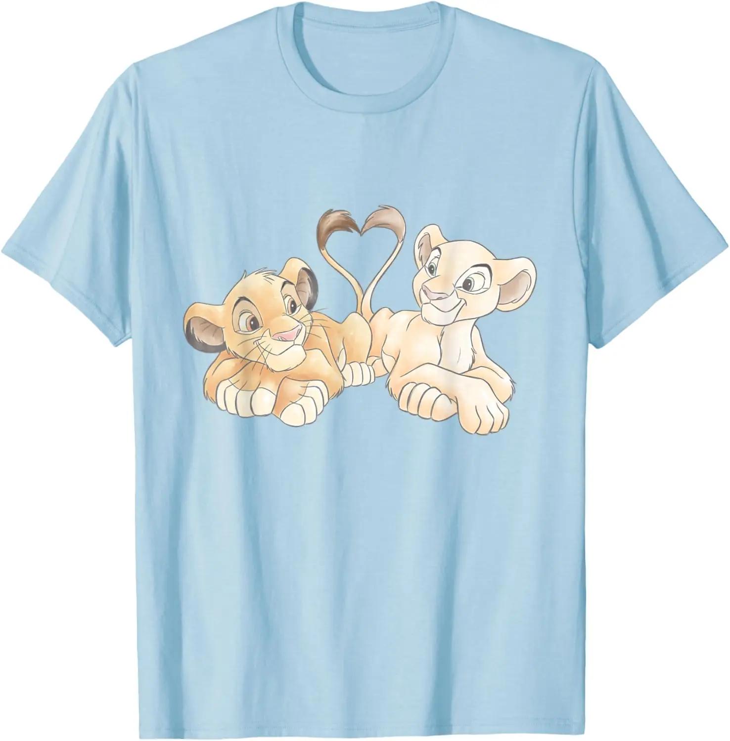 Hot Fashion Disney The Lion King Simba and Nala Hearts Valentine’s Day T-Shirt S-4XL Four Seasons Gift XL
