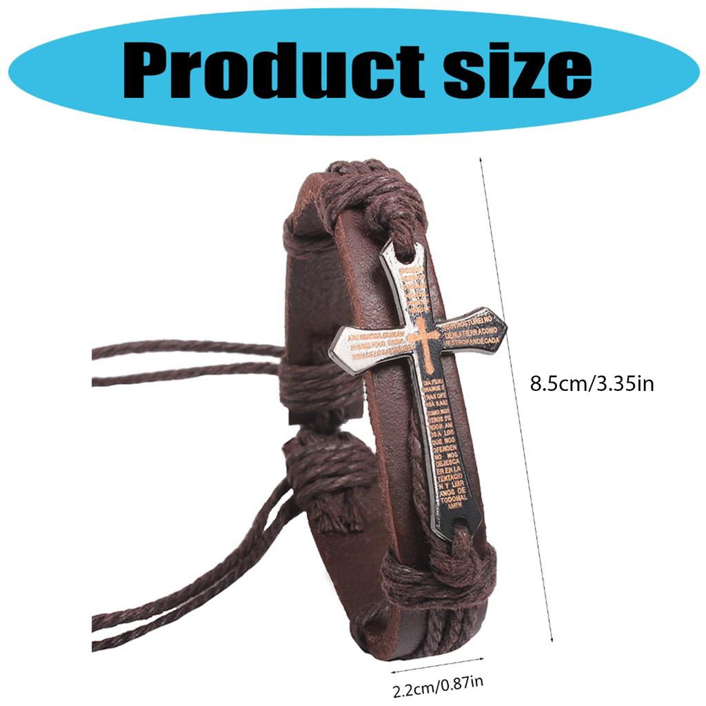 Elegant Cultured Bracelet Leather with Crosses for Prayer and Mindfulness Natural Color Cultured Bracelet