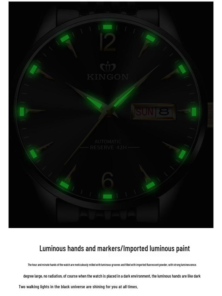 Men's Swiss Automatic Mechanical Business Watch – Simple, Luminous, Waterproof.