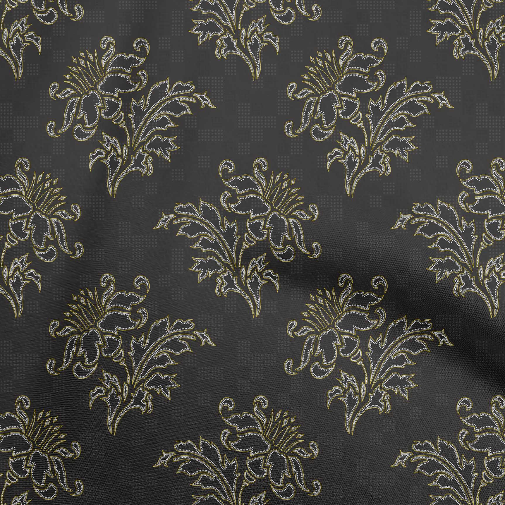 

oneOone Бавовняна гнучка сіра тканина з квітковим принтом у крапку Тканина з принтом у дворі 40 дюймів 42 Inch Wide - Viscose Chiffon жовтий