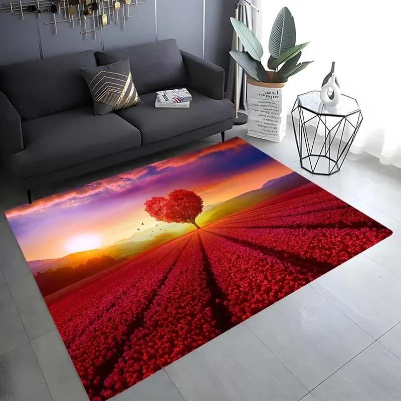 Cherry Blossom Landscape Pattern Floor Mat Door Front Decoration Home Living Room Floor Mat