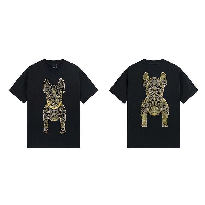 Trend  2025 Korean Niche Design Tide Brand Lifework Short-sleeved T-shirt 3D Three-dimensional Dog Head Male and Female Couples