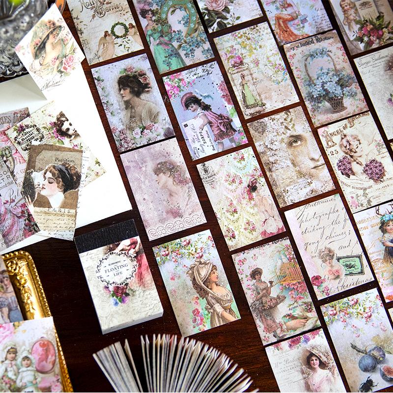 100 Stück/Packung Florale Materialien Papier Mini-Buch DIY Scrapbooking Kunst Collage Fotoalbum Dekor Junk Journal Bastelpapier