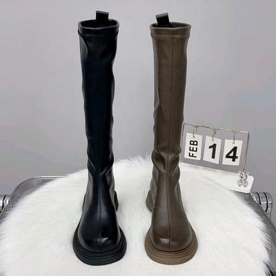 Long Boots 2026 Spring and Autumn New Black Thick Soled Look Slimmer Than Knee Knight Boots