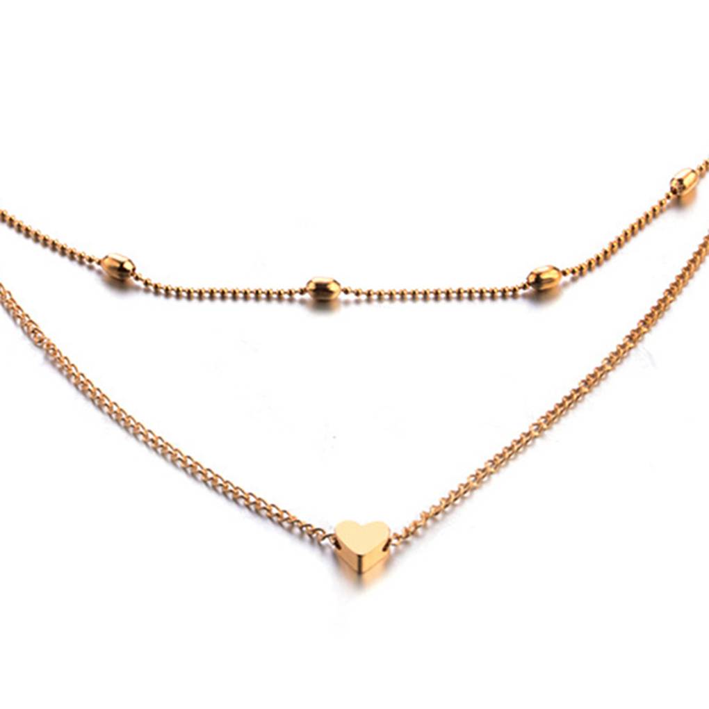 Multi Layers Heart Pendant Women Girl Clavicle Necklace Plating Alloy Adjustable Neck Decorative Jewelry