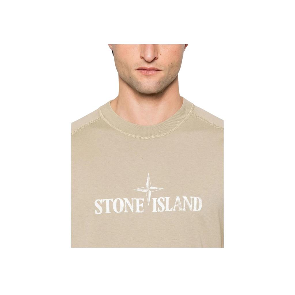 Stone Island Logo Print Crew Neck Short Sleeve T-Shirt Men Tops Light-Brown K1S152100020S0081V009A