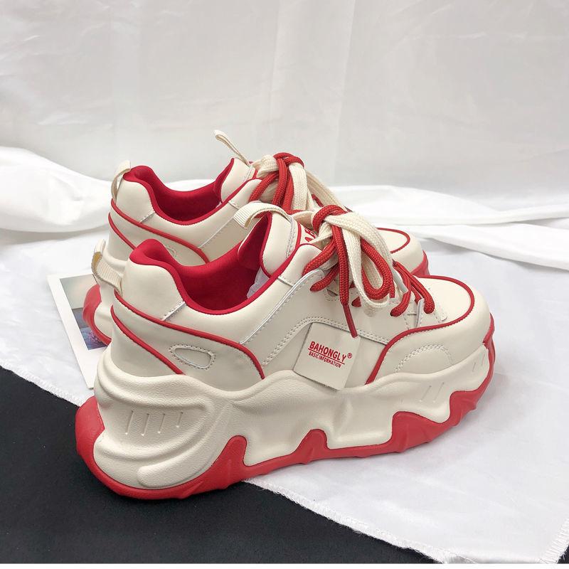 Autumn women's shoes show small feet and increase height thick-soled versatile casual sports shoes