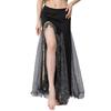 Belly Dance Skirt for Women,Dancing Skirt Belly Dancer Outfit,Sequins Slit Flowy Maxi Skirt Halloween Costume Gift