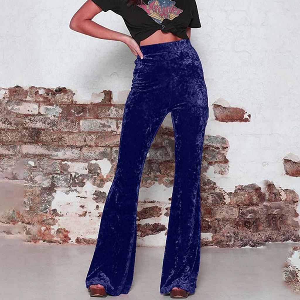 Fashionable Women's Retro Color High,waisted Casual Wide,leg Pants