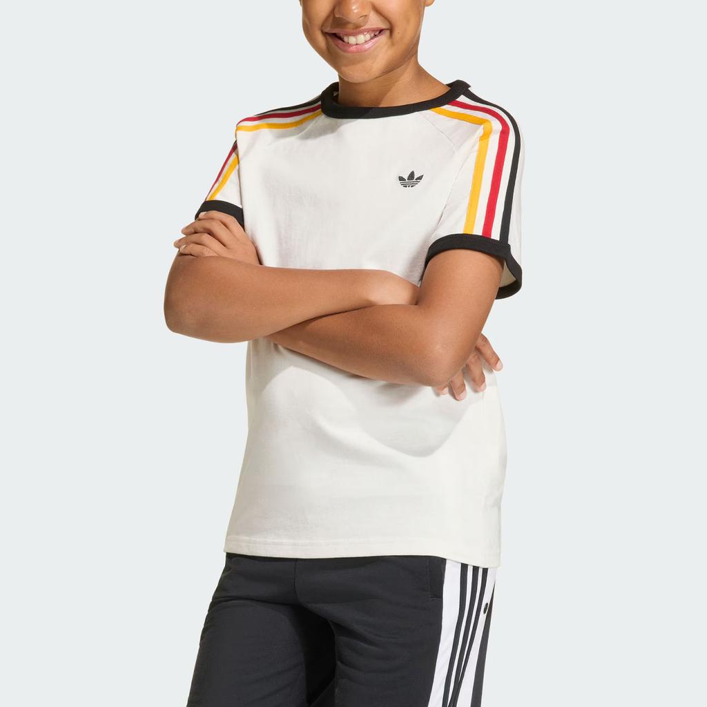 adidas Originals 3 Streifen Rundhals Baumwolle Sport Kurzarm T-Shirt Kinder Oberteile KQ8369
