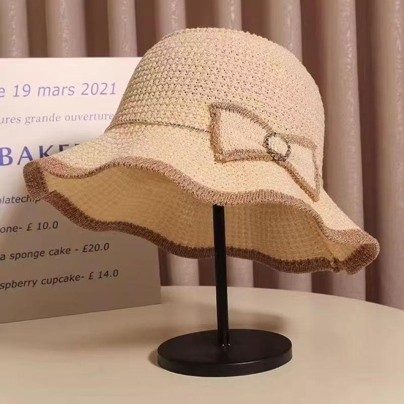 ins sunscreen straw hat women's summer travel shading breathable straw bucket hat outdoor seaside temperament basin hat