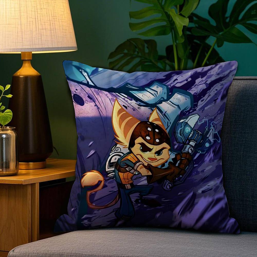 Cartoon RRatchet N CClank Pillow Case Plush Fabric Soft Double Sided Print Sofa Cushion Cover Throw Pillow Covers