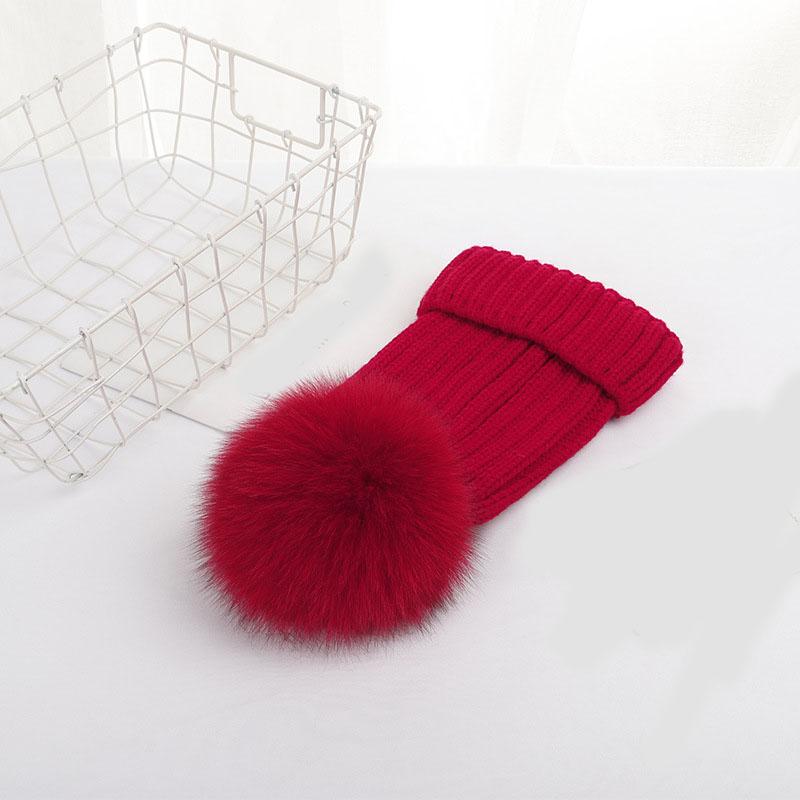 Hot Sale Drop Shipping Hot Sale Winter Warm Thick Fox Fur Pom Pom Fur Ball Beanie Hat