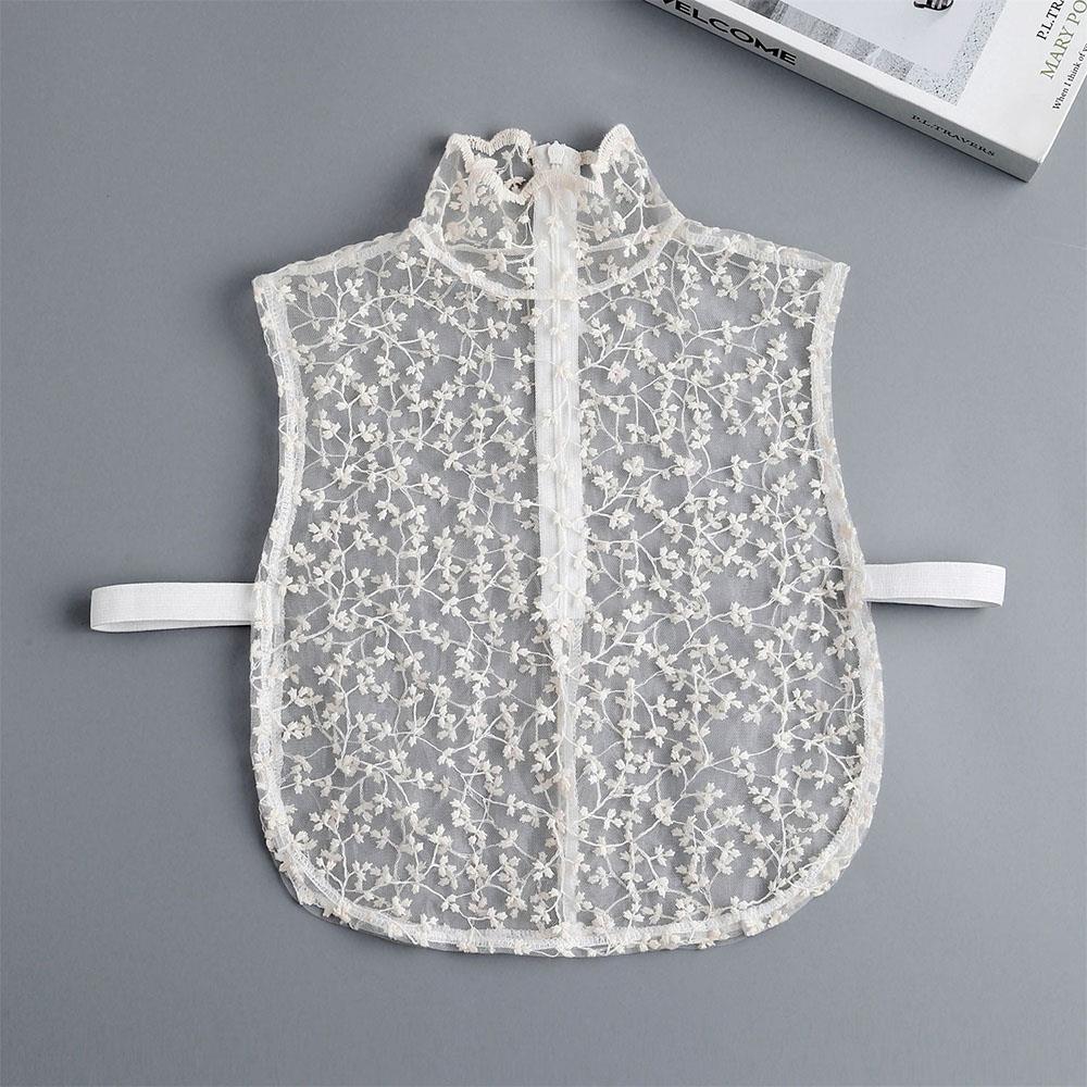 

Ruffles Detachable Shirt Collar Elegant Lace Floral False Collar Women Decorative Neckwear Sweater Hoodie Fake False Collars білий