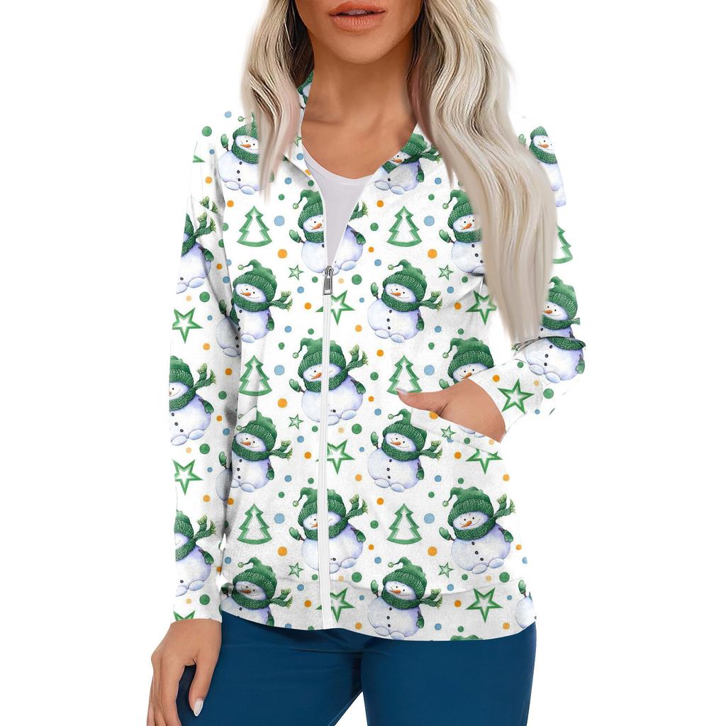 Ženy Vzor s dlouhým rukávem Kapesní Pracovní stojáček Jednořadý ochranný overal Cardigan Bunda Top