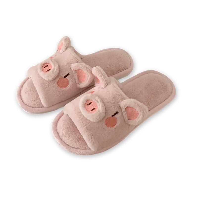 Cotton Slippers Female Cartoon Girl Heart Student Home with One Word Fluffy Slippers Winter 001yzzzins Wind