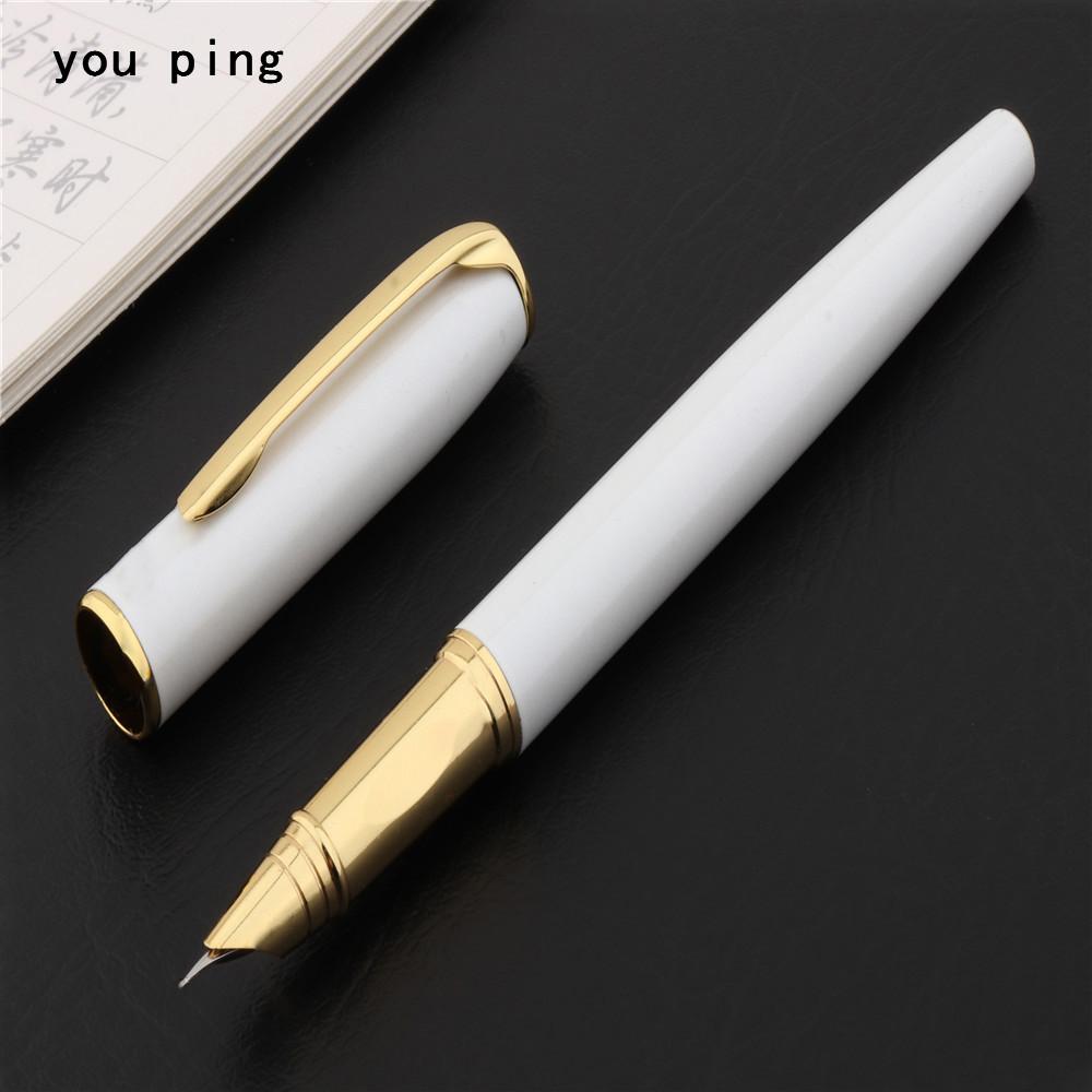 High Quality 7023 White Student office Medium Nib fountain pen ink school supplies