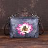 Vintage Leather Female Baotou Layer Cowhide Printed Handbag Texture Handmade Lotus Pillow Bag