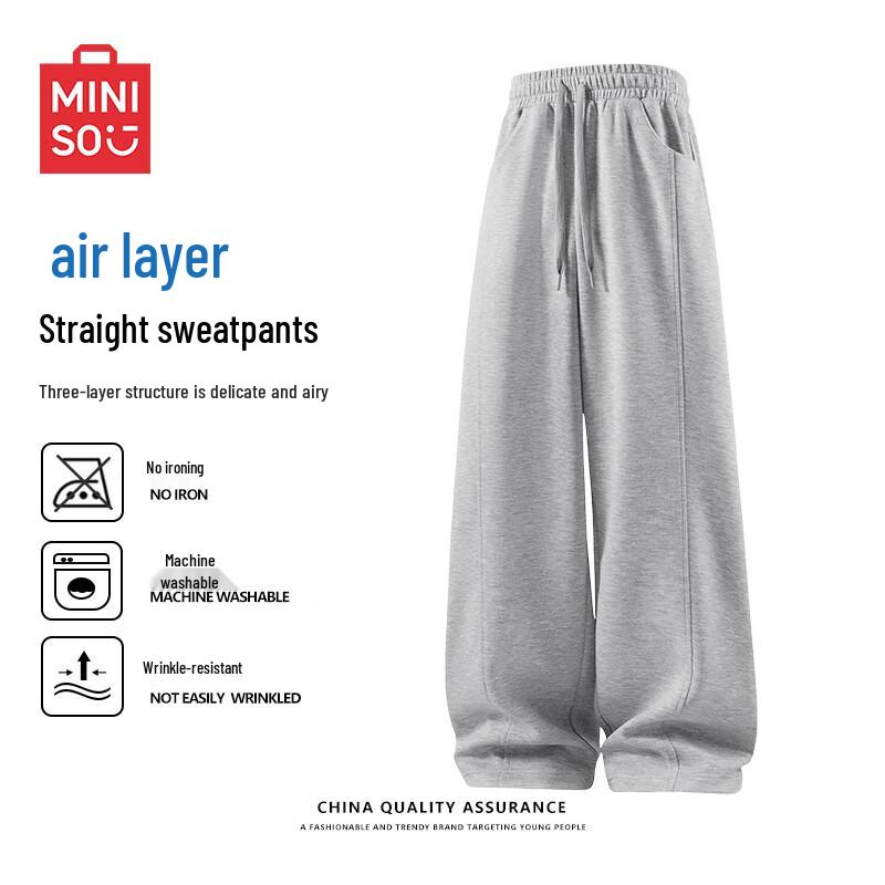 

MINISO Men s Heavyweight Air Layer Straight Leg Casual Pants 3XL
