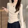 Long-sleeved T-shirt for Women's Autumn and Winter New Inner Bottoming Shirt, Slim-fitting, Meat-covering and Thin Front Shoulder Top for Women