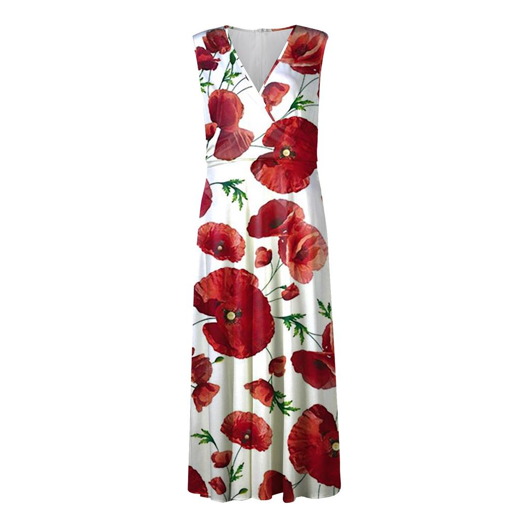 Women's Long Dress Maxi Dress Casual Dress Swing Dress A Line Dress Floral Fashion Streetwear Outdoor Daily Date Print Sleeveless V Neck Dress