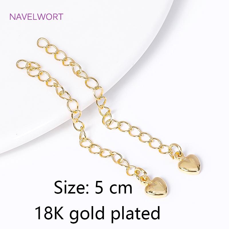 18K Gold Plated With Tag Extension Chain Brass Metal Extension Chains Connectors DIY Necklace Bracelet Jewelry Making Supplies