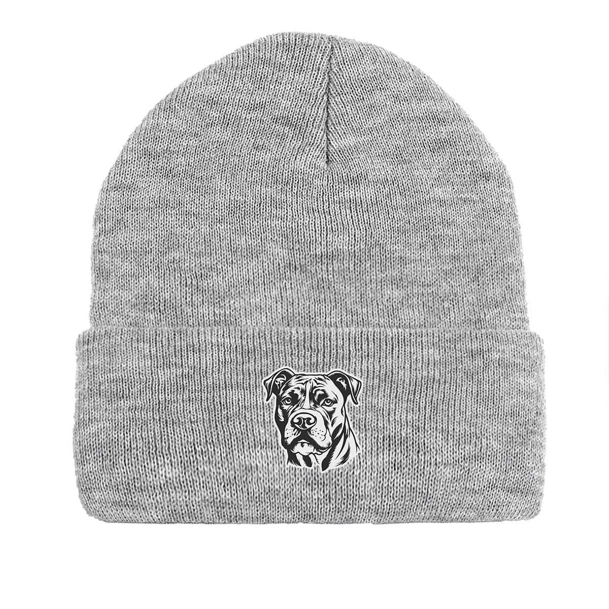 

Cute Dog Winter Knitted Hat Beanie, Animal Man Cap Warm Versatile Casual Pompom Beanies Knit Cap Beanie as the picture серый