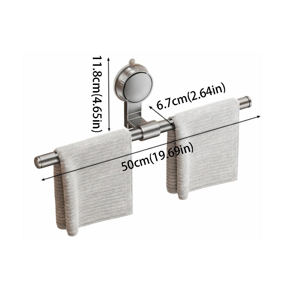 Punch-free No-Drill Towel Bar Cream Style Bathroom Hanging Rod Suction Cup Towel Rack  Wall Mounted