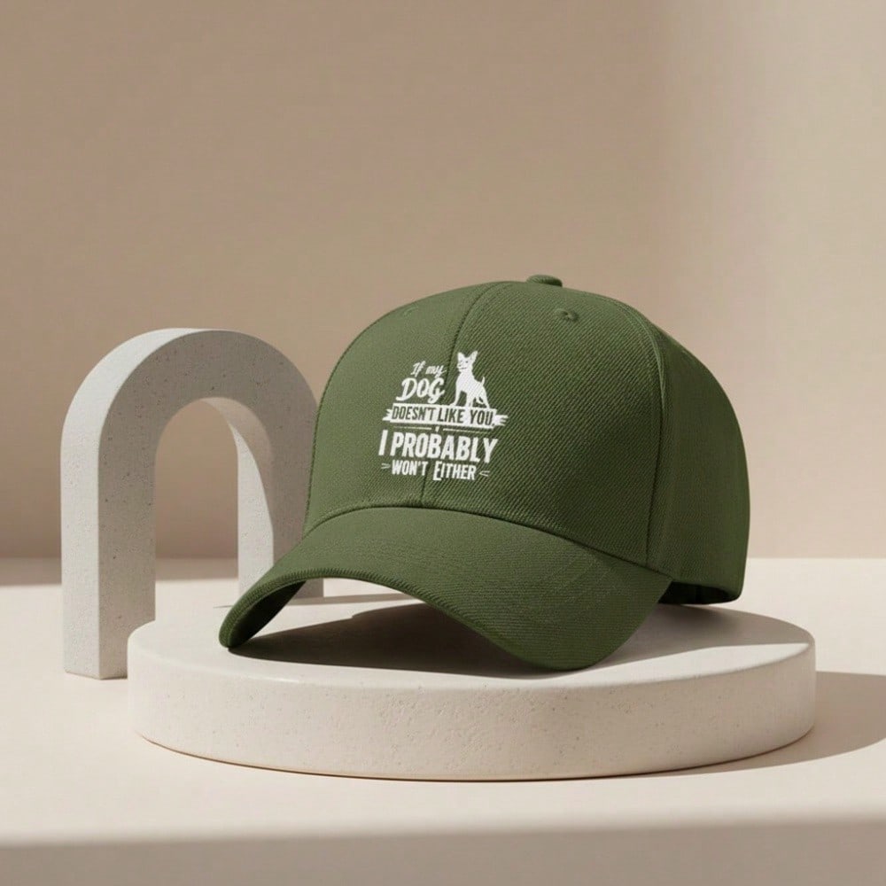 [Dog Lover Baseball Cap] Cream Letter Print Polyester Adjustable Breathable Casual Outdoor Sports Baseball Hat For Men Women