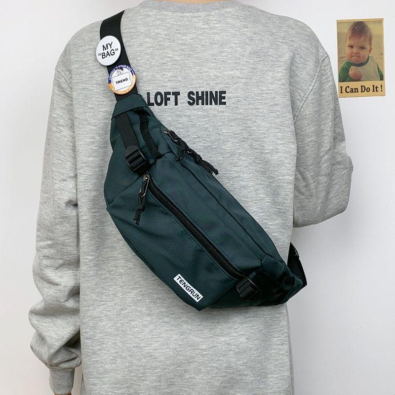 Casual Fanny Pack Japanese Simple Chest Bag Male Trend Personalized Couple Fanny Pack Sports Versatile Panda Pendant Breast Bag