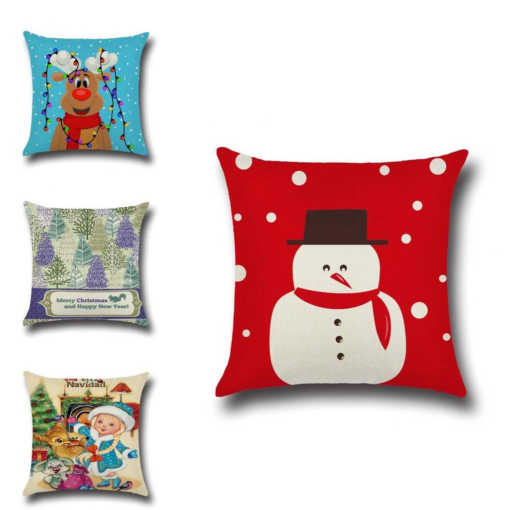 Christmas Cartoon Printed Cushion Cover Ultra Soft For Home Office Sofa Decor Gift