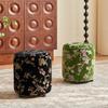 New Chinese Style Round Stool, Fabric Comfortable Footstool for Entryway Shoe Changing & Bedroom, Stylish Home Decor Accent
