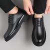 2025 New Leather Shoes Men's Business Dress British Big Head Men's Casual Round Head Platform Wedding Shoes