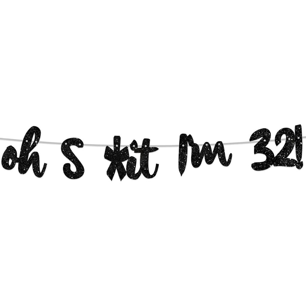 Oh I’m 30! Banner Backdrop Glitter Black Hallo Thirty Cheers to 30 Years Old Theme Decor for Man Woman Happy 30th Birthday Party Photo Studio Prop