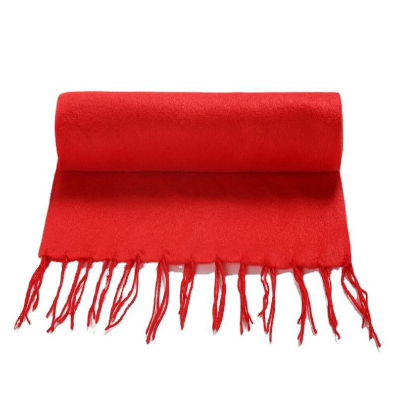 Promotional gifts, Christmas gifts, double-sided velvet fringed red scarf