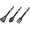 Kitchen Cooking Tools 3Pcs Mini Nylon Kitchen Utensils Set Slotted Turner Solid Spoon Fork Children Dinner Tools (black)