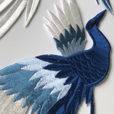 1 Stück Blaue Phönix-Stickerei Aufbügel-Aufnäher 3 Größen Kranich-Vogel Bestickte Aufnäher Für Kleidung Applikation DIY Kleidung Reparatur Abzeichen