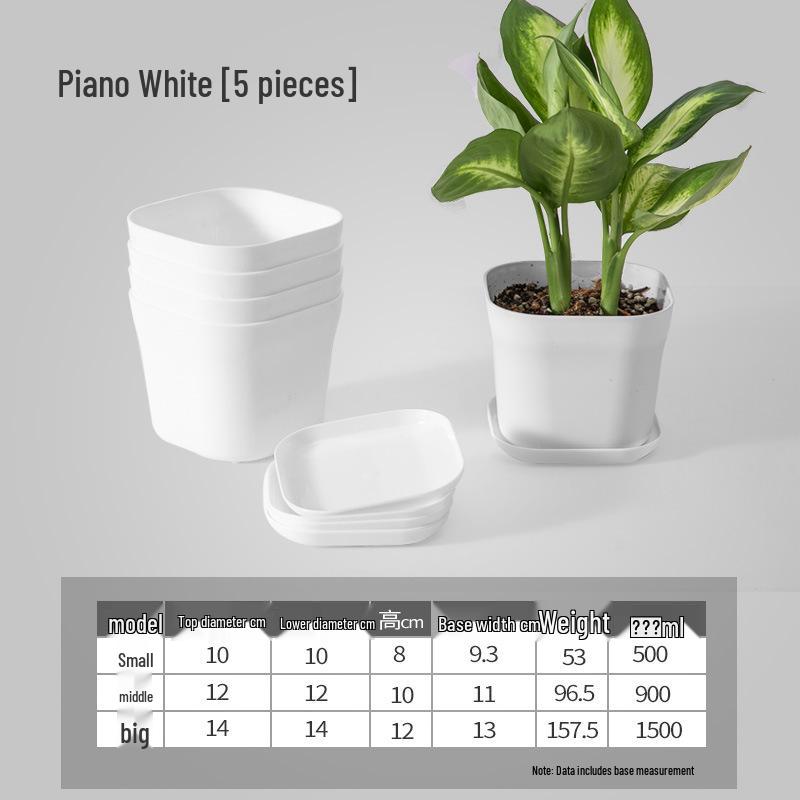 Nordic Style Thickened PP Plastic Square Flower Pot for Seedlings and Succulents